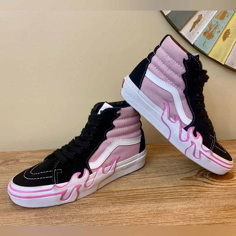Vans Pink Flame Sk8-Hi Shoes Women’s SZ 5 Men’s SZ 3.5